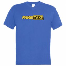 Мужская футболка  с V-образным вырезом Fake taxi logo 2 - PrintSalon
