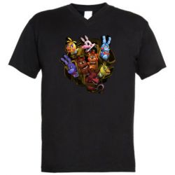 Мужская футболка с V-образным вырезом Five Nights At Freddy's monsters-PrintSalon Мужская футболка с V-образным вырезом Five Nights At Freddy's monsters