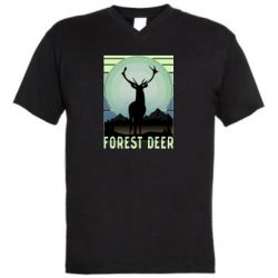 Мужская футболка  с V-образным вырезом Forest deer - PrintSalon