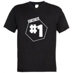 Мужская футболка  с V-образным вырезом Fortnight number 1-PrintSalon Мужская футболка  с V-образным вырезом Fortnight number 1
