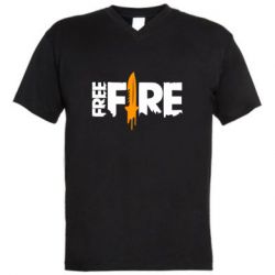Чоловіча футболка з V-подібним вирізом Free Fire vertical logo - PrintSalon