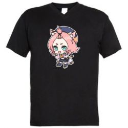 Мужская футболка  с V-образным вырезом Genshin Impact chibi Diona - PrintSalon