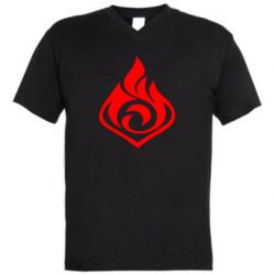 Мужская футболка  с V-образным вырезом Genshin Impact Pyro - PrintSalon