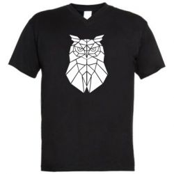 Чоловіча футболка з V-подібним вирізом Geometric Owl - PrintSalon
