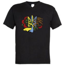 Чоловіча футболка з V-подібним вирізом Герб колоски і калина - PrintSalon