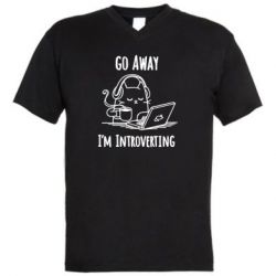 Мужская футболка  с V-образным вырезом Go away i'm introverting - PrintSalon