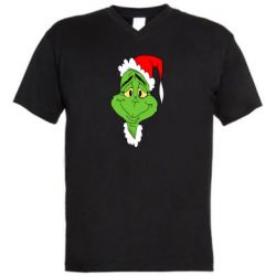 Мужская футболка  с V-образным вырезом Grinch - PrintSalon