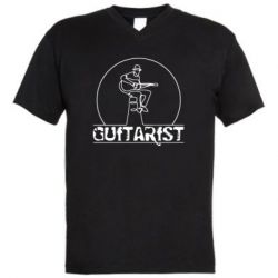 Мужская футболка  с V-образным вырезом Guitar player. - PrintSalon