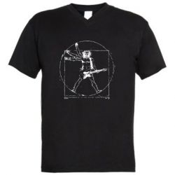 Мужская футболка  с V-образным вырезом Guitarist Da Vinci - PrintSalon