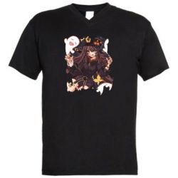 Мужская футболка  с V-образным вырезом Halloween Impact Hu Tao-PrintSalon Мужская футболка  с V-образным вырезом Halloween Impact Hu Tao