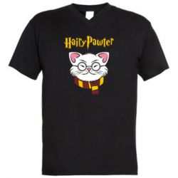 Мужская футболка  с V-образным вырезом Harry Potter cat - PrintSalon