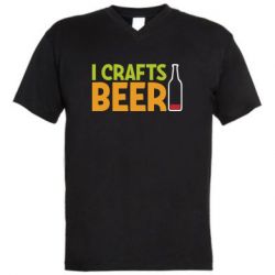 Мужская футболка  с V-образным вырезом I like crafts beer - PrintSalon