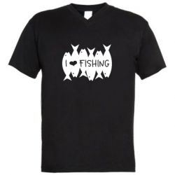 Чоловіча футболка з V-подібним вирізом I Love Fishing