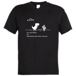 Мужская футболка  с V-образным вырезом Internet Dinosaur - PrintSalon