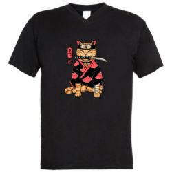 Мужская футболка  с V-образным вырезом Japanese Akatsuki cat - PrintSalon