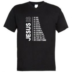 Мужская футболка  с V-образным вырезом Jesus is - PrintSalon