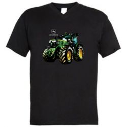 Чоловіча футболка з V-подібним вирізом John Deere Tractor and logo - PrintSalon