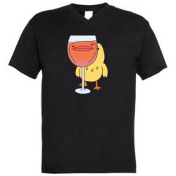 Мужская футболка  с V-образным вырезом Качка і келих вина - PrintSalon
