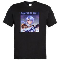 Мужская футболка  с V-образным вырезом Kamisato Ayato - PrintSalon