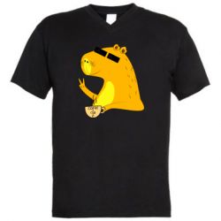 Мужская футболка  с V-образным вырезом Капибара Программист - PrintSalon