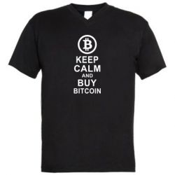 Мужская футболка  с V-образным вырезом Keep calm and by bitcoin - PrintSalon