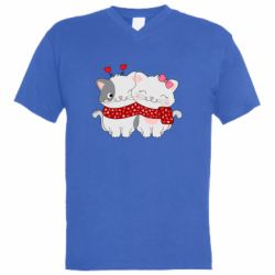Мужская футболка  с V-образным вырезом Kittens In Love - PrintSalon