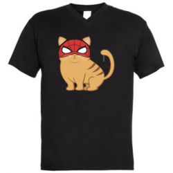 Мужская футболка  с V-образным вырезом Кот паук - PrintSalon