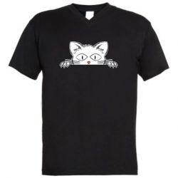 Мужская футболка  с V-образным вырезом Котейка - PrintSalon