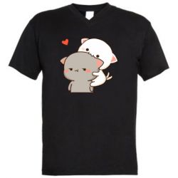 Мужская футболка  с V-образным вырезом Котики кохання - PrintSalon
