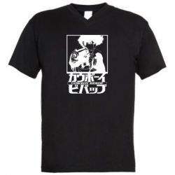 Мужская футболка  с V-образным вырезом Ковбой Бибоп с ружьем - PrintSalon