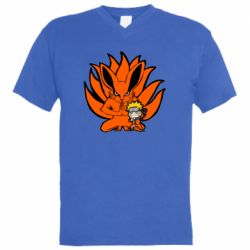 Мужская футболка  с V-образным вырезом Kurama And Naruto - PrintSalon
