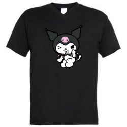 Мужская футболка  с V-образным вырезом Kuromi hello kitty - PrintSalon