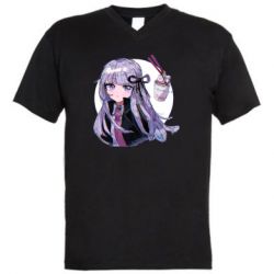 Мужская футболка  с V-образным вырезом Kyoko Kirigiri glitch art - PrintSalon