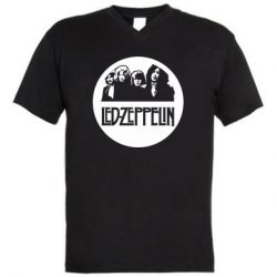 Мужская футболка  с V-образным вырезом Led Zeppelin in a circle - PrintSalon