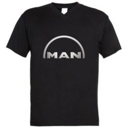 Мужская футболка  с V-образным вырезом Man metallic logo - PrintSalon