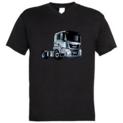 Мужская футболка  с V-образным вырезом MEN truck - PrintSalon