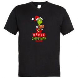 Чоловіча футболка з V-подібним вирізом З Різдвом Христовим Україно-Грінч і Генератор - PrintSalon