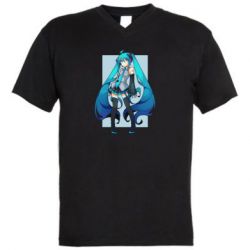 Мужская футболка  с V-образным вырезом Miku art - PrintSalon