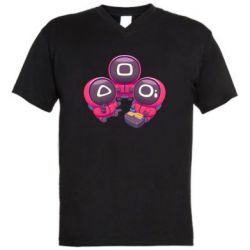 Мужская футболка  с V-образным вырезом Милые солдаты из игры в кальмара - PrintSalon