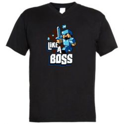 Мужская футболка  с V-образным вырезом Minecraft Like a Boss - PrintSalon