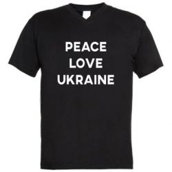 Мужская футболка  с V-образным вырезом Мир, любовь, Украина - PrintSalon