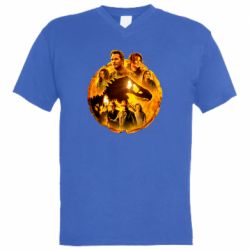 Мужская футболка  с V-образным вырезом Мир Юрского Периода Доминион - PrintSalon