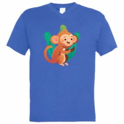 Мужская футболка  с V-образным вырезом Monkey. Fuck You - PrintSalon