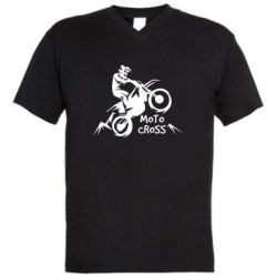 Мужская футболка  с V-образным вырезом Motocross sport - PrintSalon