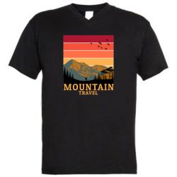 Мужская футболка  с V-образным вырезом Mountain travel - PrintSalon