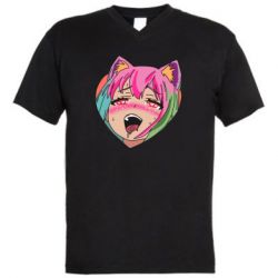 Мужская футболка  с V-образным вырезом Mushroom ahegao - PrintSalon