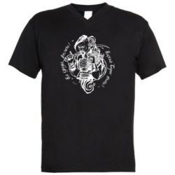 Мужская футболка  с V-образным вырезом Не грусти казак, пусть враг плачет