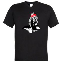 Мужская футболка  с V-образным вырезом Недзуко - сенпай - PrintSalon