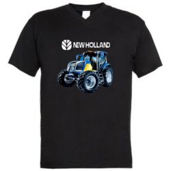 Чоловіча футболка з V-подібним вирізом New Holland tractor - PrintSalon