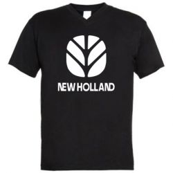 Мужская футболка  с V-образным вырезом New Holland - PrintSalon